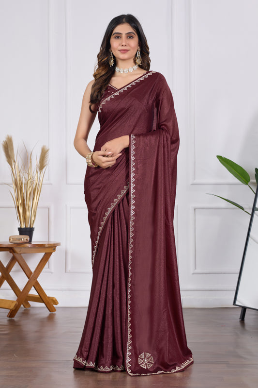 Premium Chiffon Saree with Jarkan Stone Work | Party & Wedding Wear