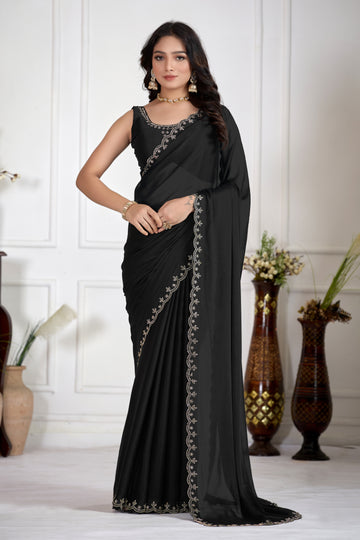 Black Designer Saree With JarkanWork